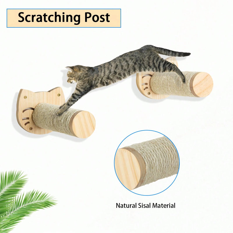 2Pcs Scratching Posts with Hammock for Wall