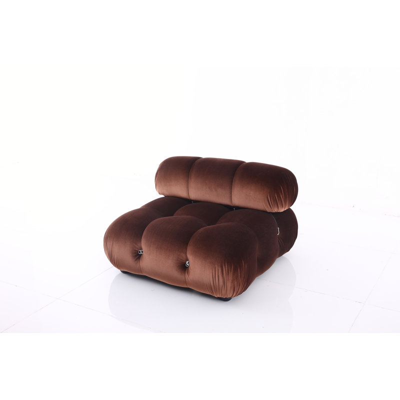 Méridienne de 38 po de large Adelene, Velours moka