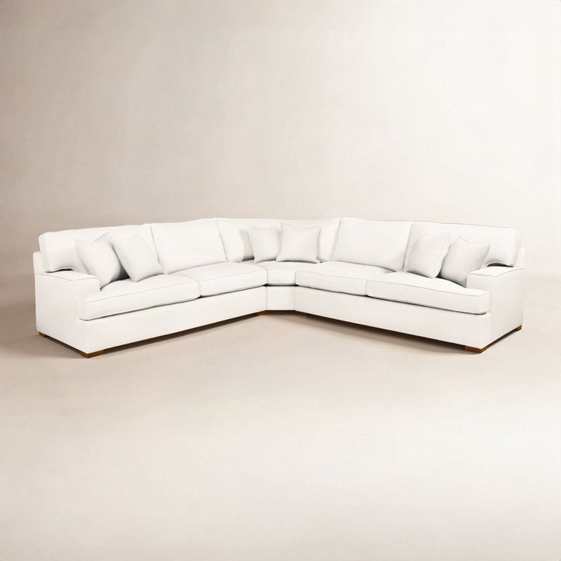 Sadie L-Sectional, Green and Blue Stripe; 0252-54, Havana Finish
