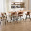 Tabouret de comptoir pivotant en similicuir avec dossier en bois cintré (ensemble de 2)-1101743279