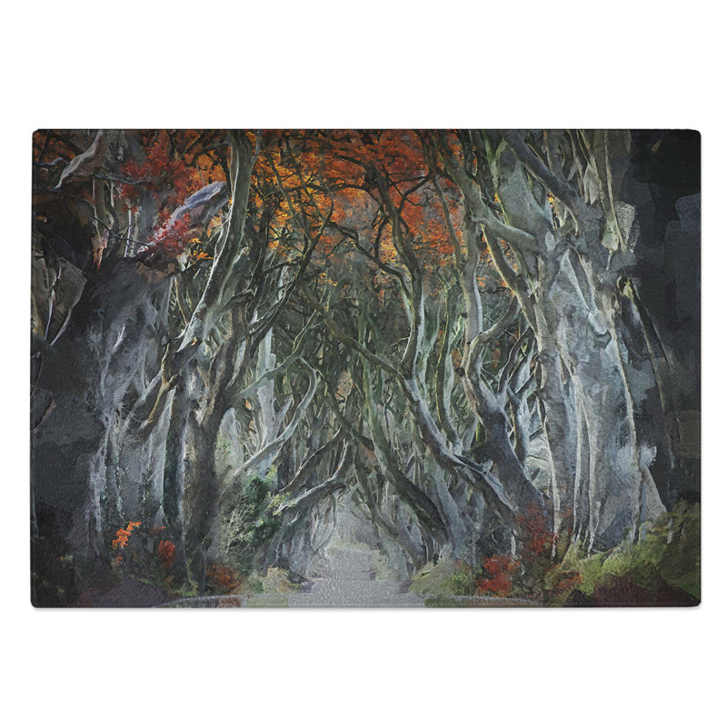 Tempered Glass Dark Hedges Tree Road Ireland Chopping Board, 39 cm W x 28.5 cm L