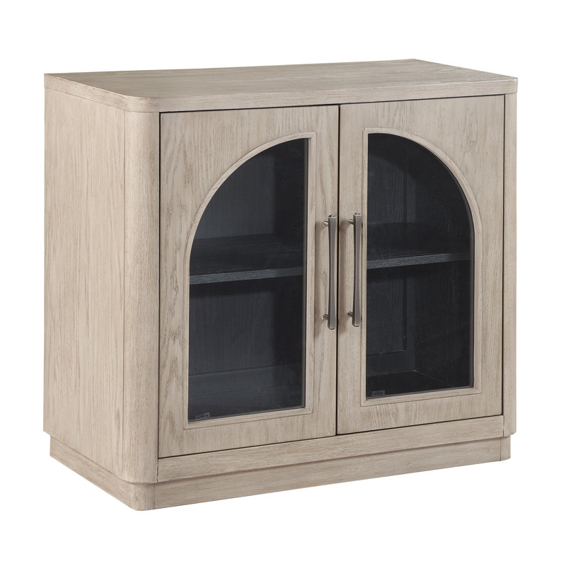 Mottram Light Natural Two Door Cabinet with Arched Glass Inlay