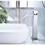 Robinet de lavabo de salle de bain à poignée simple - Bec cascade, acier inoxydable, bonde escamotable, modèle de bec plaqué nickel brossé, acier, poignée, finition