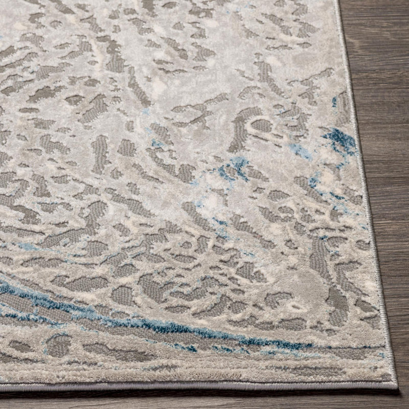 Markesan Abstract Blue/Gray/Cream Area Rug, Rectangle 7'10" x 10'2"