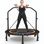 Mini-trampoline pliable 48 po, charge intérieure maximale de 550 lb, trampoline d'intérieur à 4 niveaux avec poignées en mousse réglables et bandes de résistance, trampoline d'exercice pour adultes pour la maison, le jardin et le gymnase