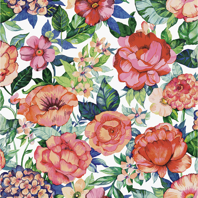 Rouleau de fleurs Rasheim, Rose/vert/blanc