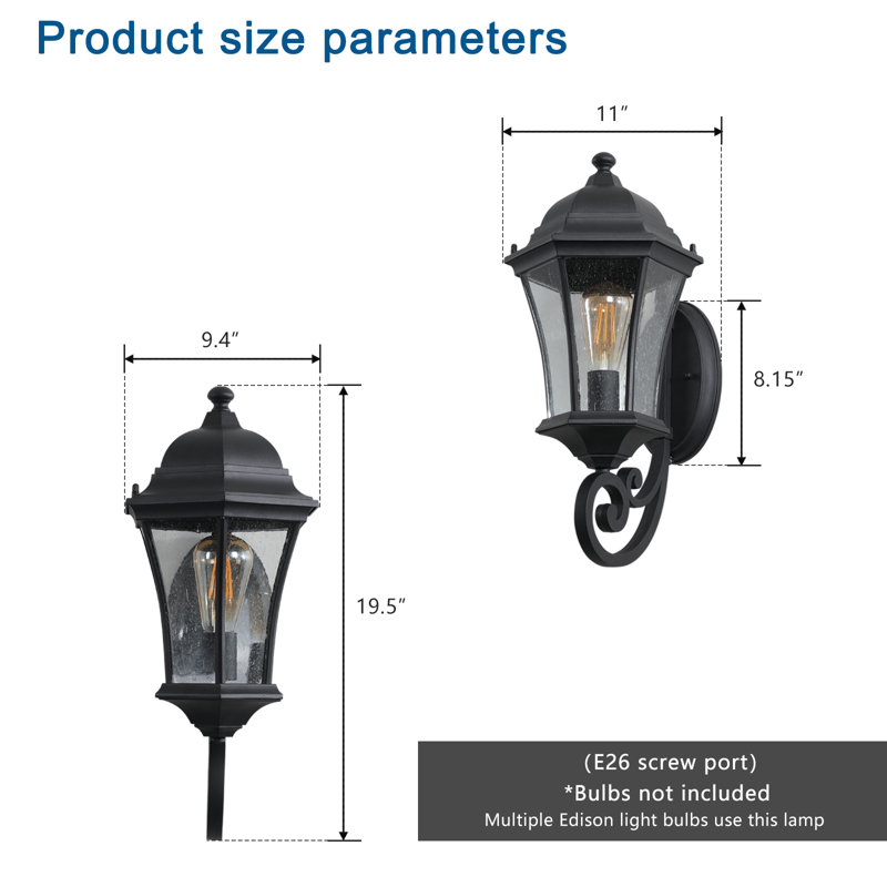 Black Vintage Outdoor Wall Lantern Sconce Light Fixture, Weatherproof Exterior Metal Porch & Patio Lighting (1-Pack) |  Gift Idea