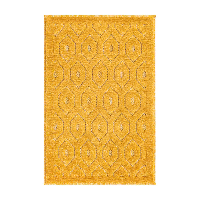 Tapis intérieur / extérieur jaune Griffing, Rectangle 2 pi x 3 pi