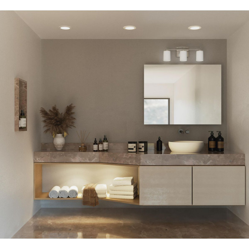 Éclairage pour salle de bain 3 lumières à intensité variable, Nickel brossé