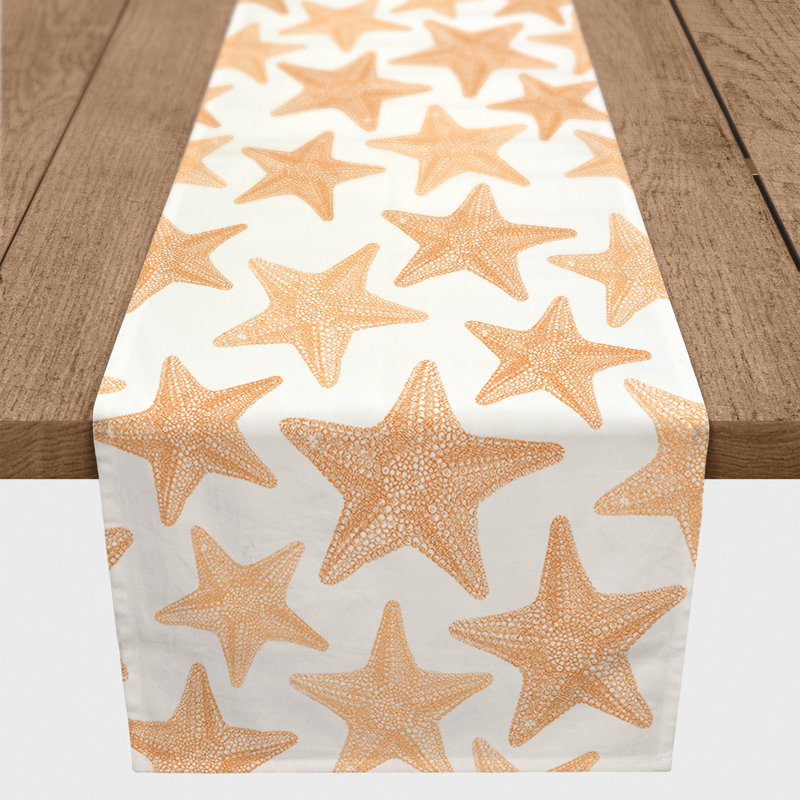 Cloutier Sketched Starfish Table Runner, Orange, 72" L x 16" W