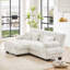Canapé modulaire en nuage pour le salon et le dortoir, convertible 2 places avec repose-pieds et 4 coussins | Chenille | Blanc neige-410192647