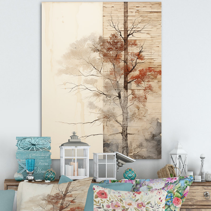 Minimalisme, séquoia beige, impression sur toile encadrée, Toile tendue, H 44 po x l 34 po x P 1,5 po