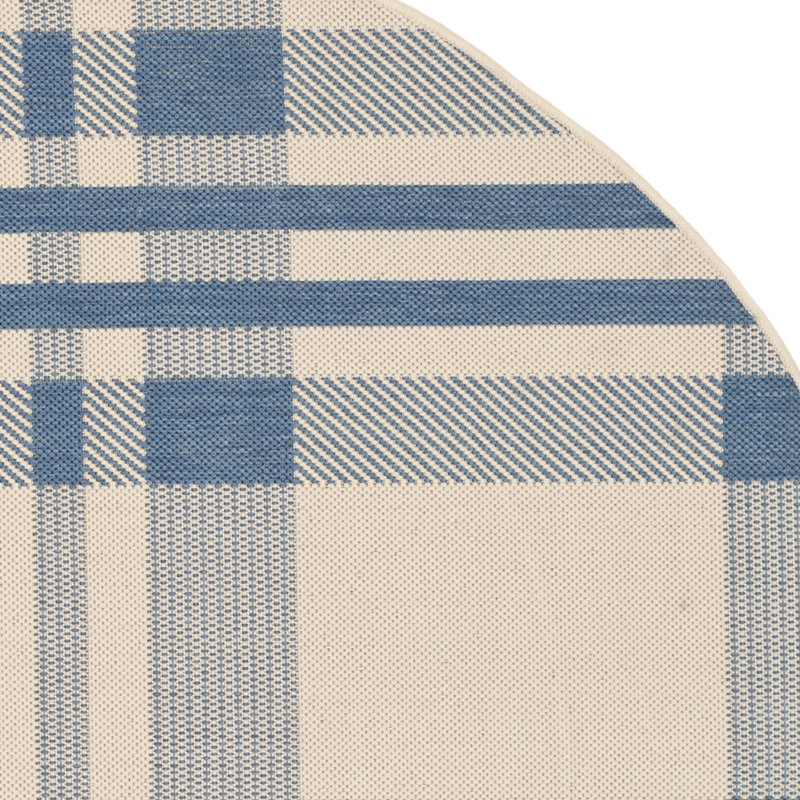 Debriana Performance Plaid Indoor/Outdoor Area Rug, Round 6'7"