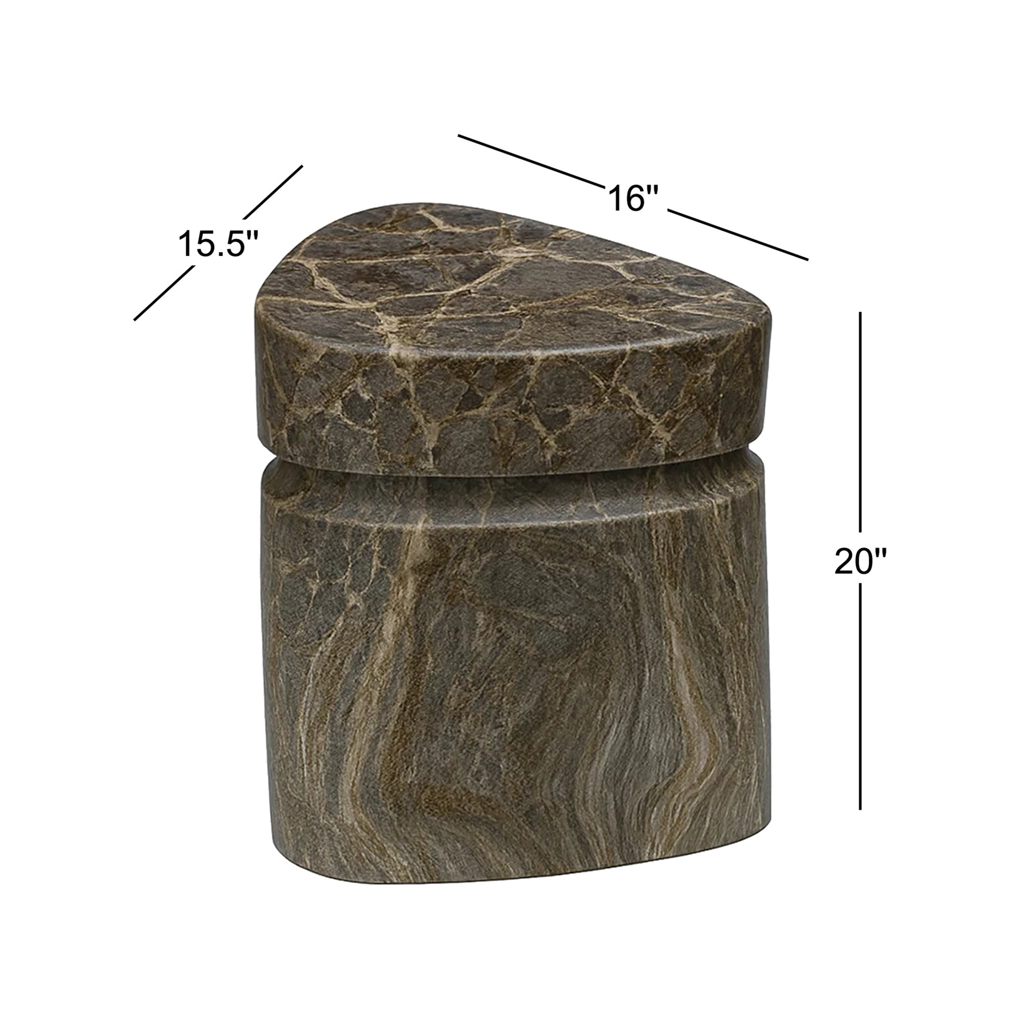 Zofia Composite Triangle Black Marble Accent Table, Granite