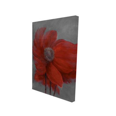 Red flower in the wind - Botanical Red Canvas for Home Decor