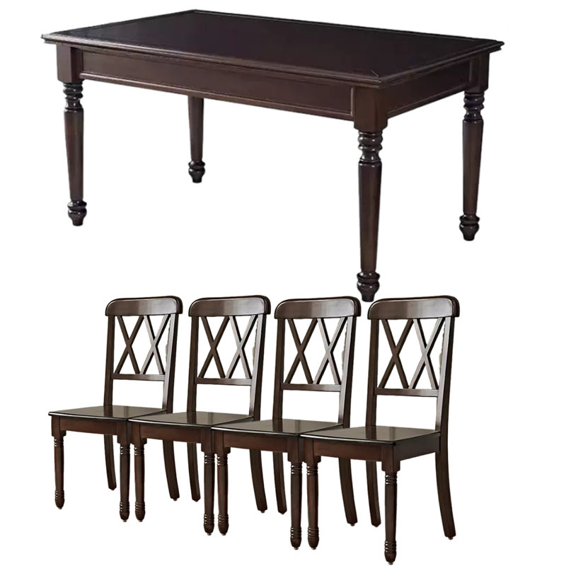 Sylvanus Rectangular 35.43'' W Dining Set, 5 Pieces: Table, 4 Chairs, 35.43" H x 59" W x 29.92" D