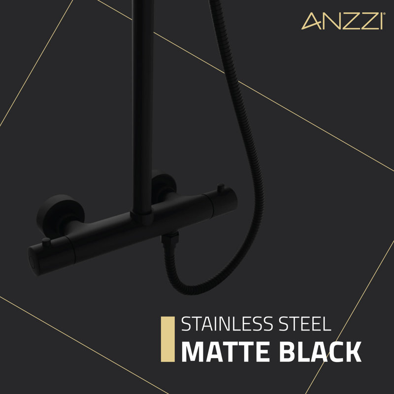 Matte Black Stainless Steel Multi-Head Shower System with Hand Sprayer