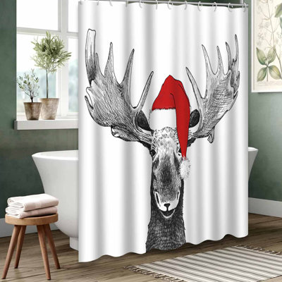 Rideau de douche noir imperméable, rideaux de douche pour la salle de bain avec 12 crochets