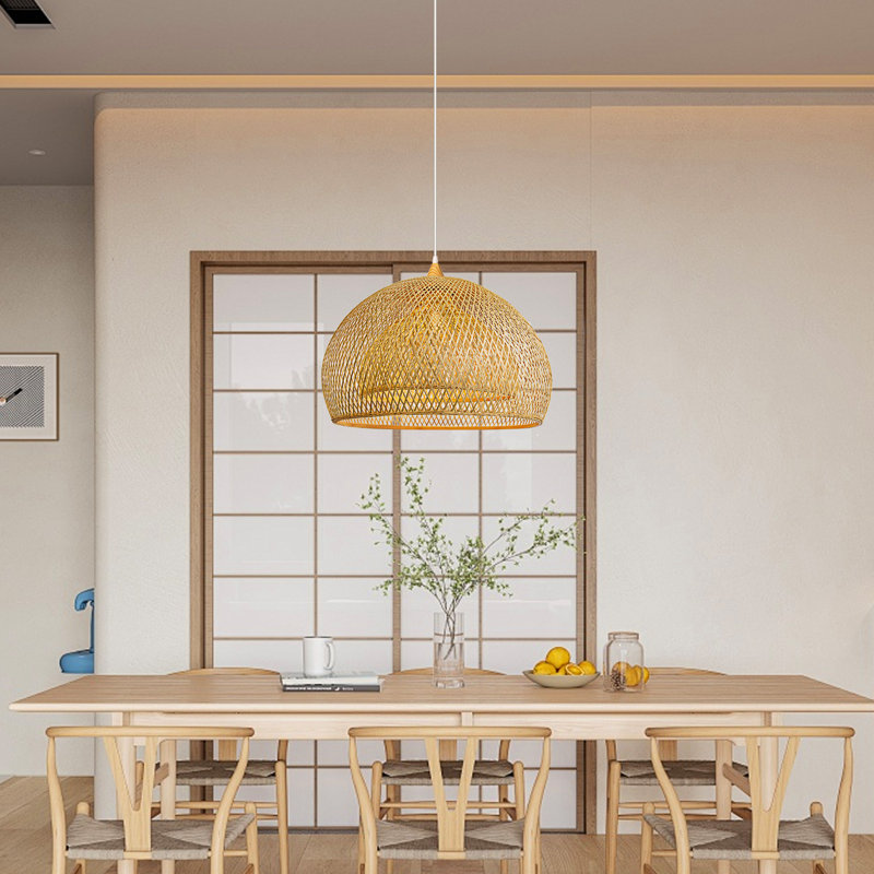 Luminaire suspendu en bambou Farmhouse, H 17,72 po x l 23,62 po x P 23,62 po