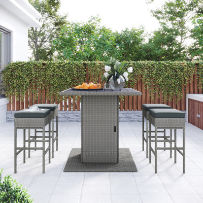 4 - Person Patio Dining Set Square Table with Cushions Included