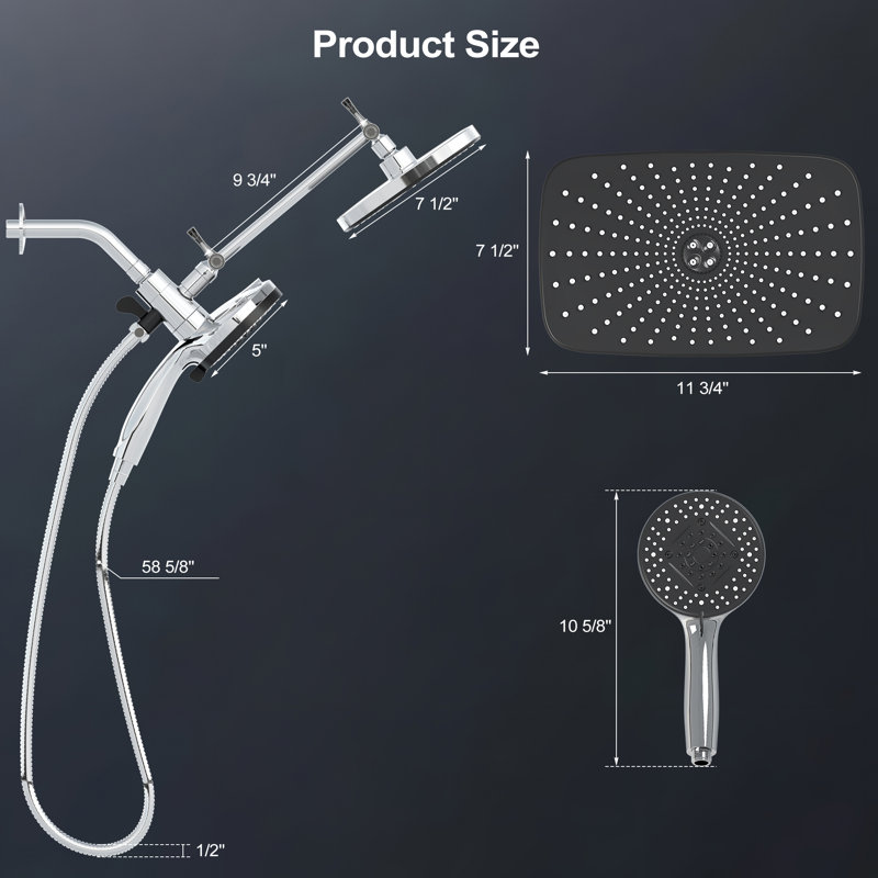 Ensemble de douche rectangulaire moderne pour salle de bain, pomme de douche à jet de pluie avec douchette à main, ensemble de robinet de douche Modern