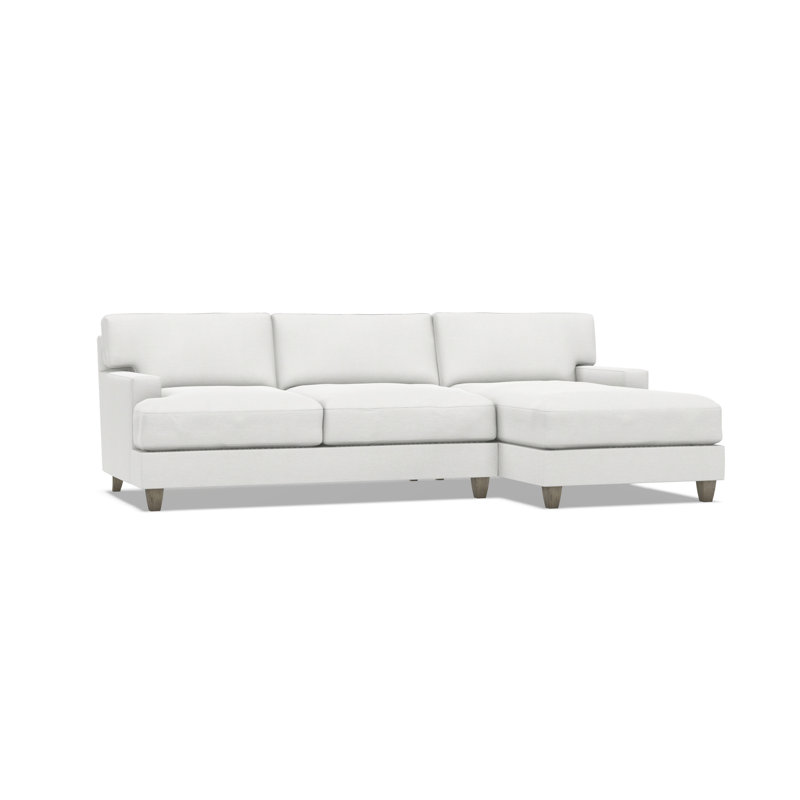 Mila Chaise Sectional, White Polyester Blend, 33.5" H x 101" W x 61" D, Right Hand Facing