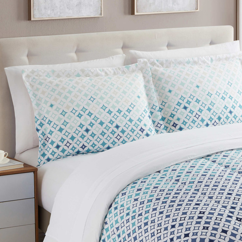 Genova Twin Blue and White Microfiber Bed in a Bag Set
