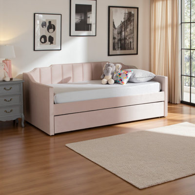 Marlee in Fabric Upholstered Daybed with Trundle in Modern and Contemporary Style by Everly Quinn