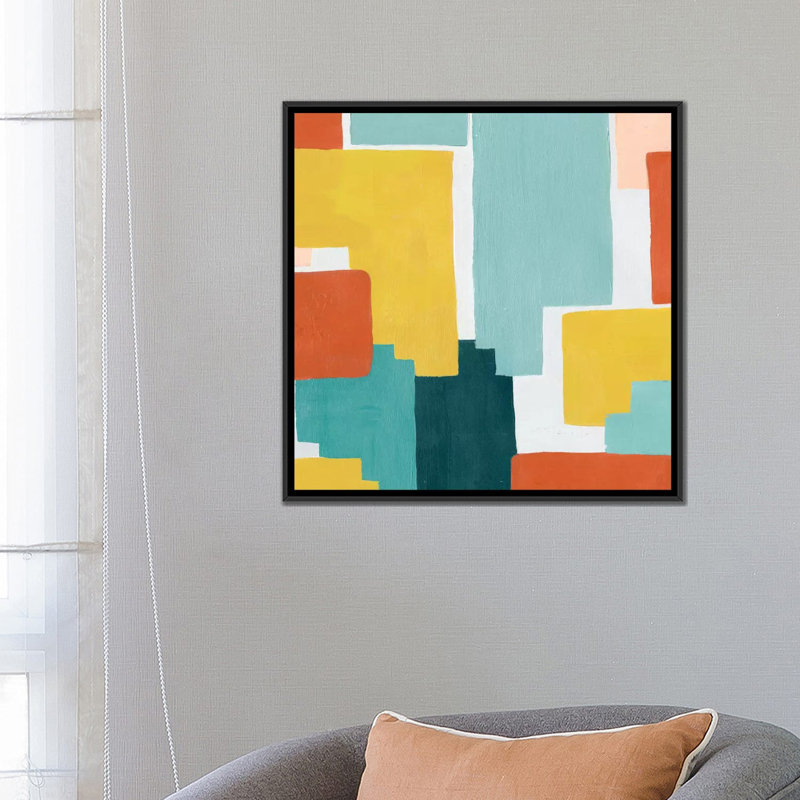 « block abstract iii », impression sur toile, H 18 po x l 18 po x P 1,5 po, Toile avec cadre noir, Pas de tapis