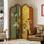 2 panneaux bleu-vert + toile jaune + paravent en bois massif-1508892441