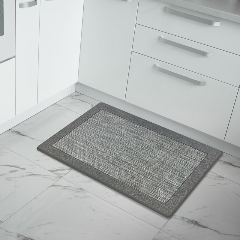 Arainna Synthetic Anti-Fatigue Non-Skid Kitchen Mat, Rectangle 1'6" x 2'6", Gray