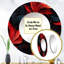 Roselean Noir Illusions Moody Patterns - miroir damassé, miroir mural rond rouge-1946160537