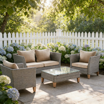 4 - Person Outdoor Wicker Patio Conversation Furniture Set by Lark Manor