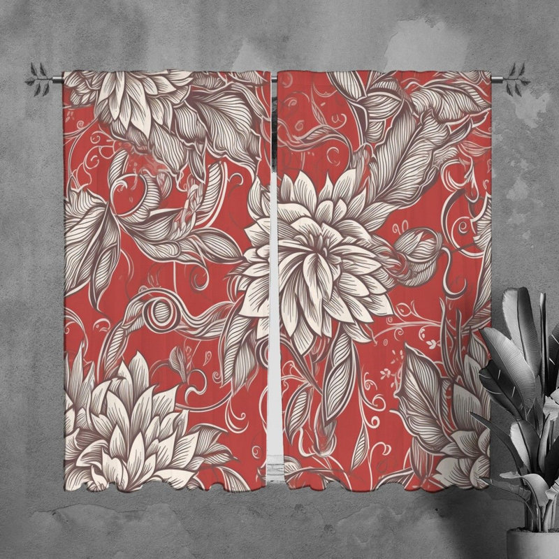 Rideaux à motif floral - 6081, L 20 po x L 82 po