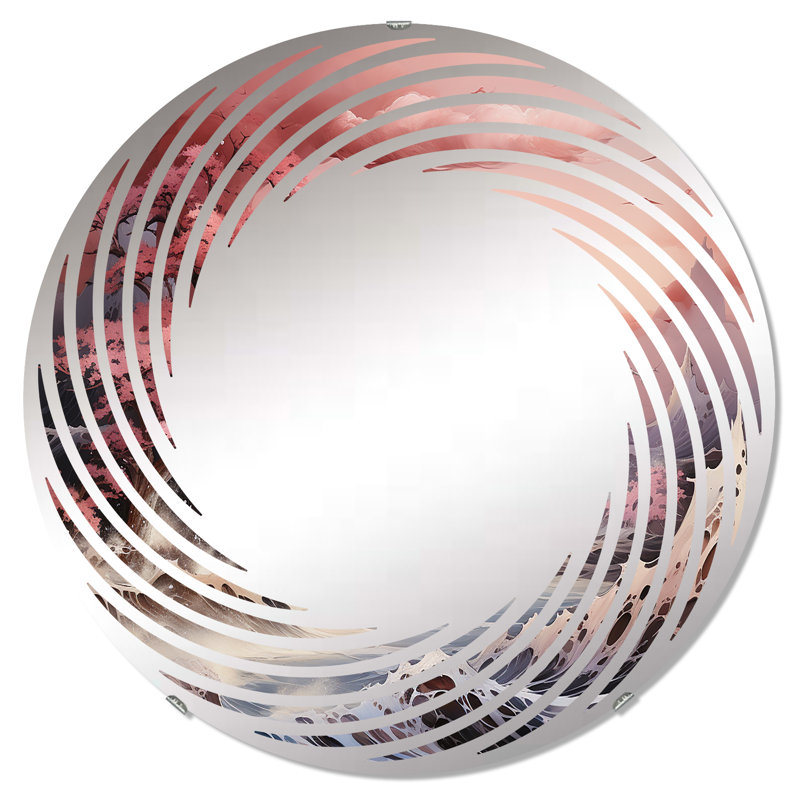 Paysage de tempête océanique du Japon - Miroir mural en spirale | Rond, 31,4 po x 31,4 po
