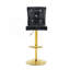 Ensemble de table de bar et tabourets Modern, table de pub ronde avec plateau en verre avec base et 2 tabourets de bar en cuir de polyuréthane gaufré crocodile noir avec hauteur réglable et pivotant, ensemble bistro Home Bar-133403270-133403272-133403274