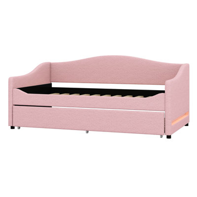 Teddy Fleece Upholstered Daybed (Twin Size) – Light & Trundle Included