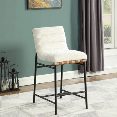 Lahni 17.75" Boucle Fabric Counter Height Chair