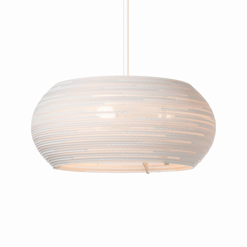Scraplight Recycled Cardboard Pendant Light - Ohio, 60" H x 24" W x 24" D, White