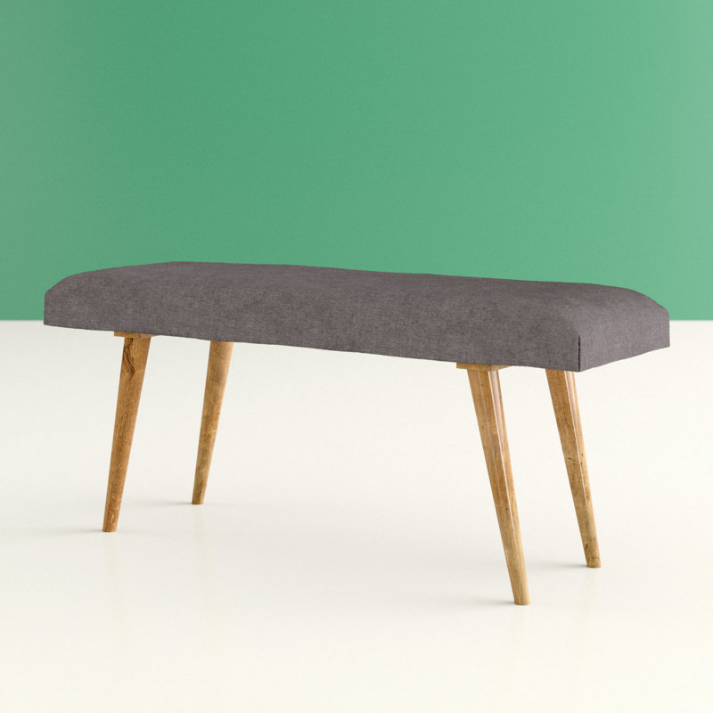 Sarahi Cotton Upholstered Bench, Grey/Brown