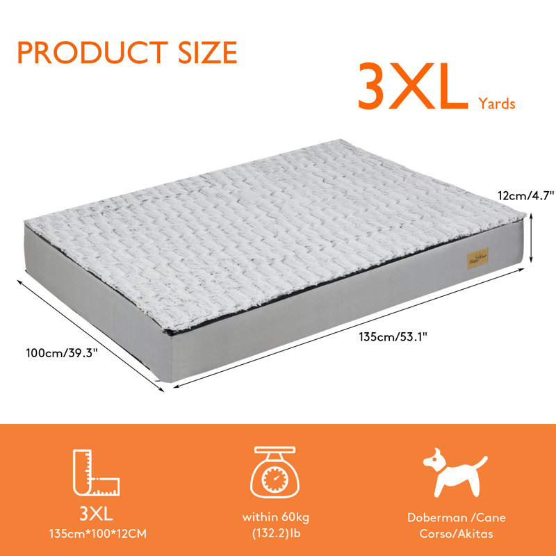 Orthopedic Polyester Pet Bed, 12cm H x 135cm W x 100cm D