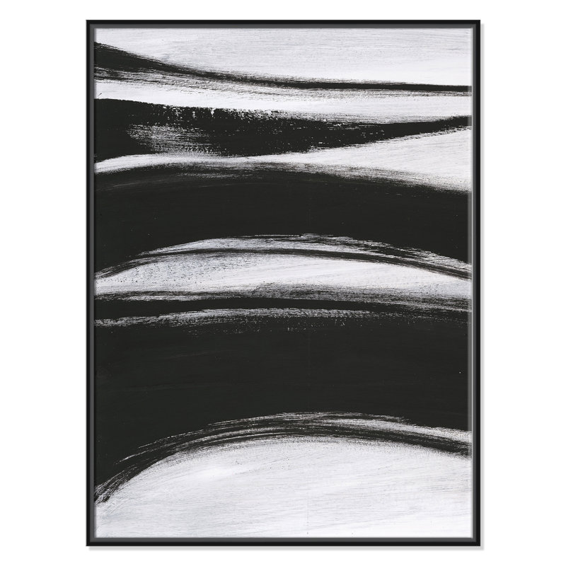 Bold Strokes - 1 Piece Floater Frame Wall Art on Canvas, 102cm H x 76cm W x 5.1cm D, Black Framed