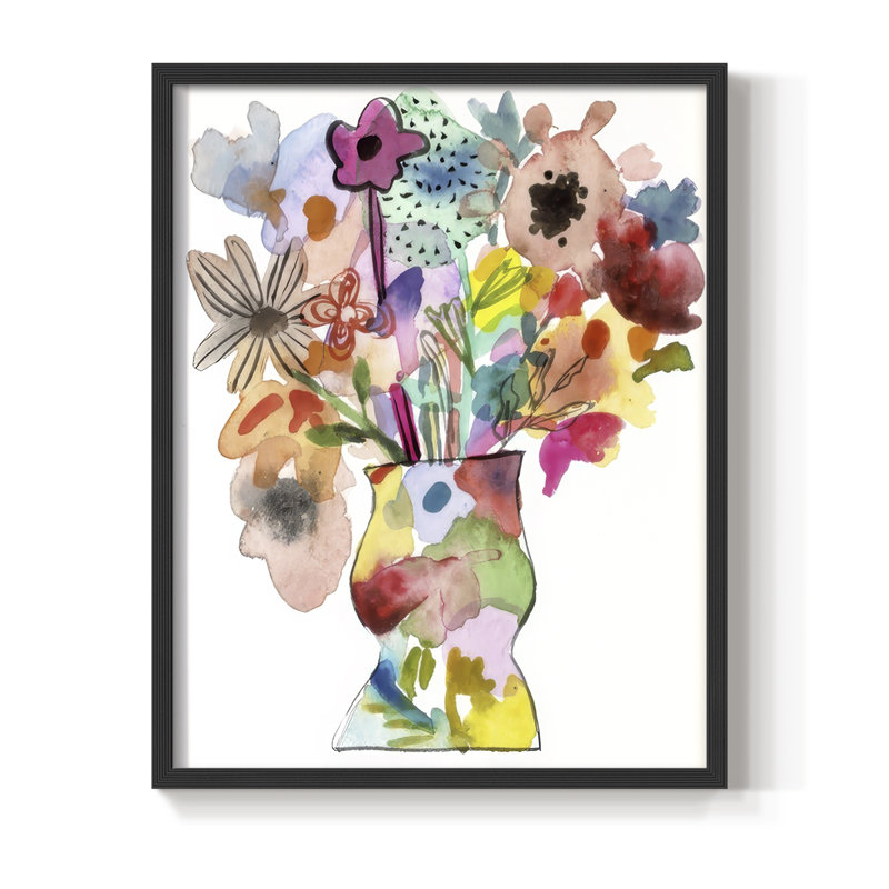 Linear Bouquet II, reproduction encadrée - bois massif, Noir, noir, noir, noir, H 15 po x l 12 po
