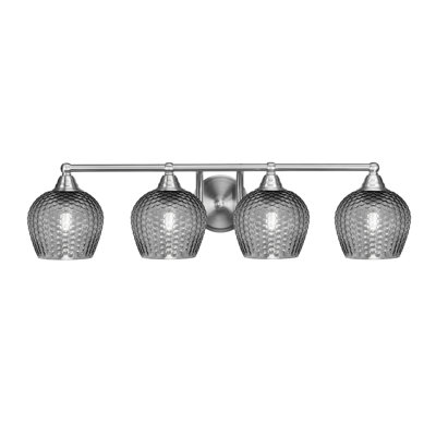 Barre d'éclairage de salle de bain 4 lumières en aluminium nickel brossé 6 po Allexus