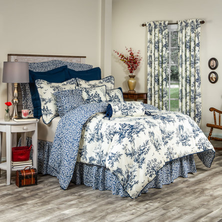 Bouvier Navy Blue Traditional Cotton Toile Comforter Set