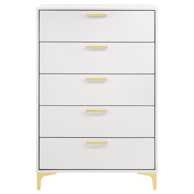 Karena White Rectangular 5-Drawer Chest