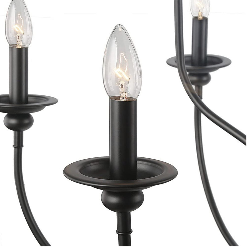 Lustre noir moderne en métal style bougie 32 po