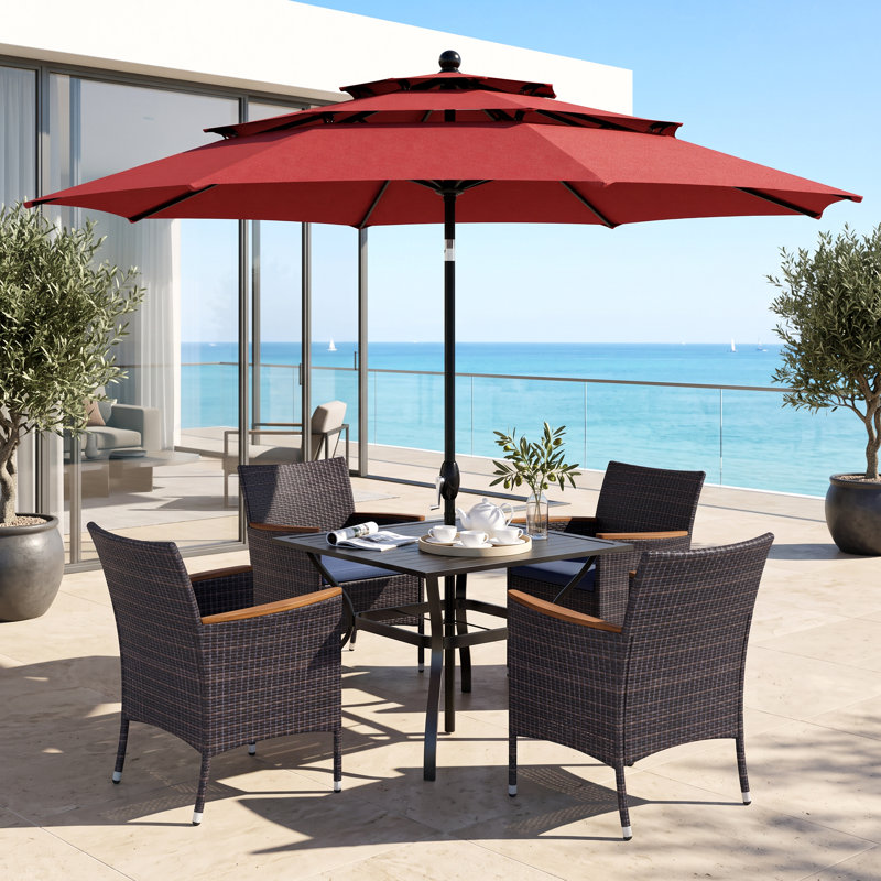4 - Person Patio Dining Set with Square Table , Cushions Included