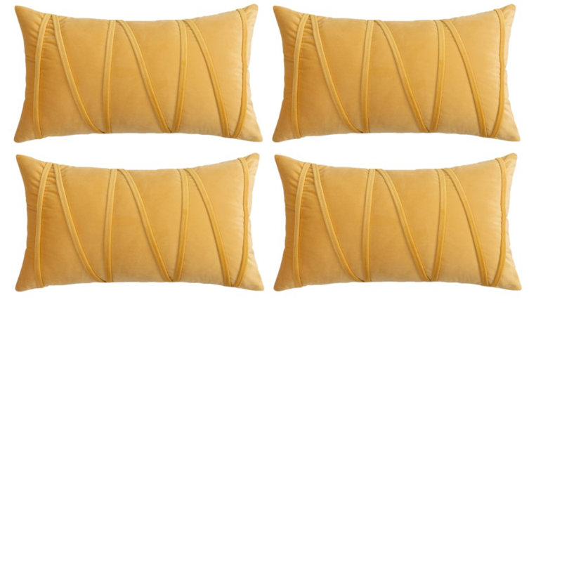 Housses de coussin rectangulaires en velours, Jaune