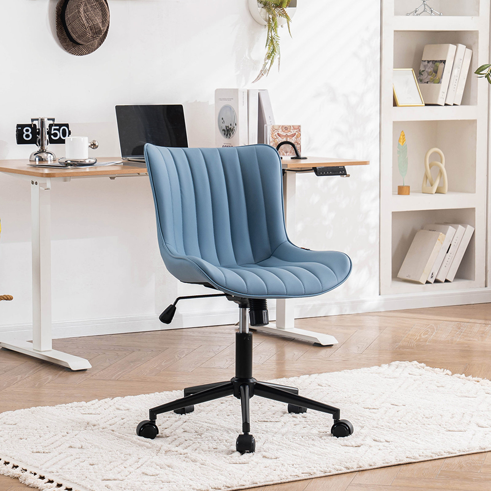 Brionni Leather Office Chair, Blue Performance Faux Leather